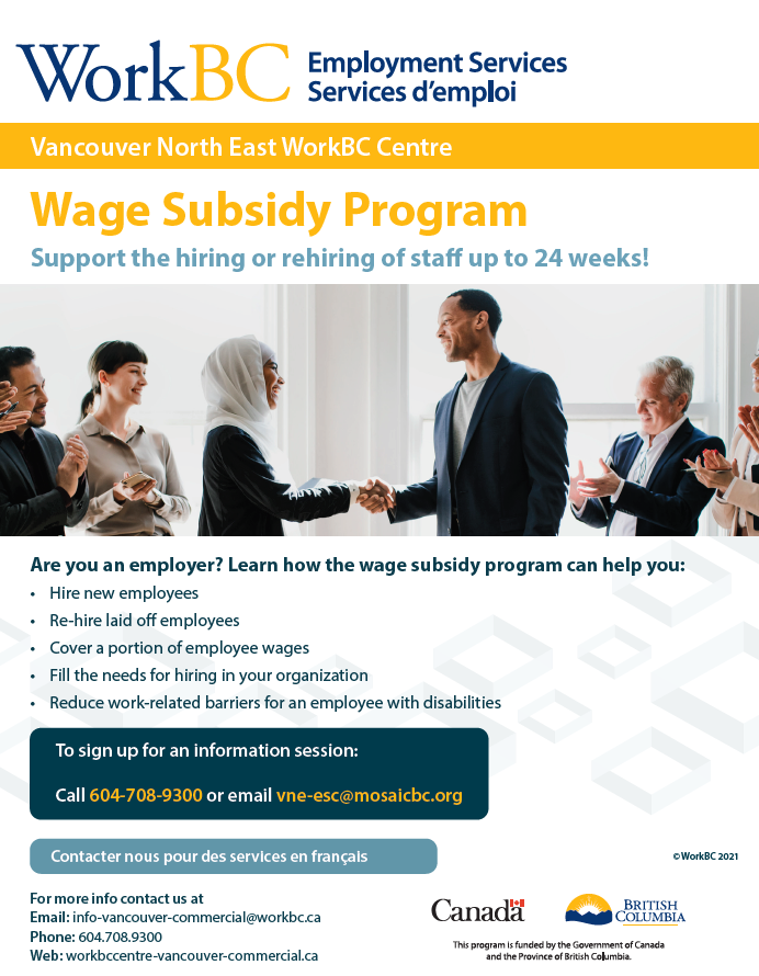 WorkBC Wage Subsidy Program Hastings Sunrise Community Policing Centre